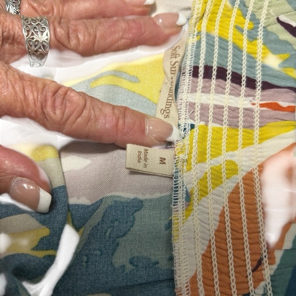 Soft Surroundings Kara Floral Midi Tiered Tropical Flowy Abstract Skirt Sz Med - Picture 10 of 12